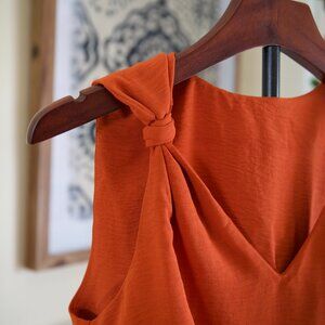 Burnt Orange Knot Strap Blouse